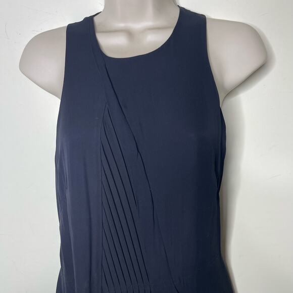 Brochu Walker Pleated Front Detail Black Onyx Silk HILDE Midi Dress SMALL sz S - Picture 7 of 13